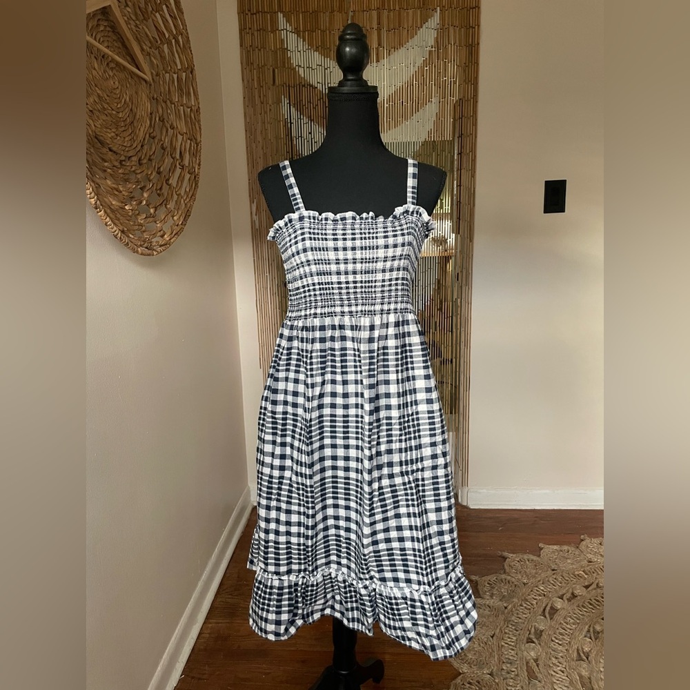 Faded Glory Navy Blue and White Checkered Dress
